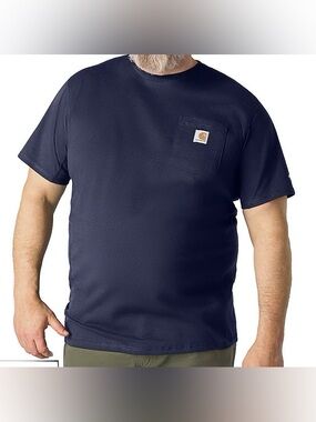Carhartt Men’s Navy Short-Sleeve Pocket Tee with Logo Patch